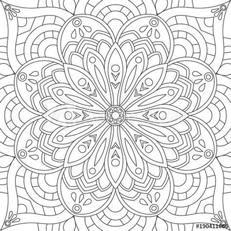 Flower Rectangular Mandala For Adults Coloring Book Page