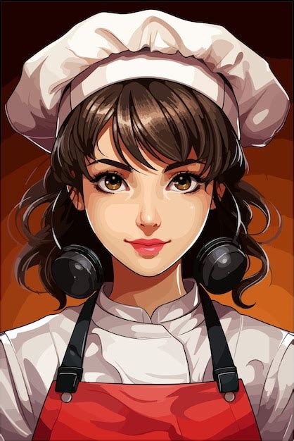 Premium Vector Anime Girl As Chef Cute And Young Female Chef