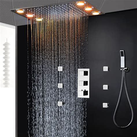 Sky Rain Luxury 20 Inch Ceiling Mounted Shower Head Thermostatic Mixer