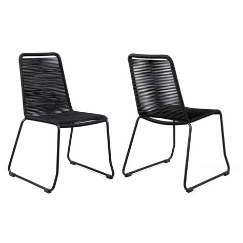 Christopher knight, ashley furniture, furniture of america Shasta Outdoor Patio Rope Dining Chair in Black Set of 2 ...