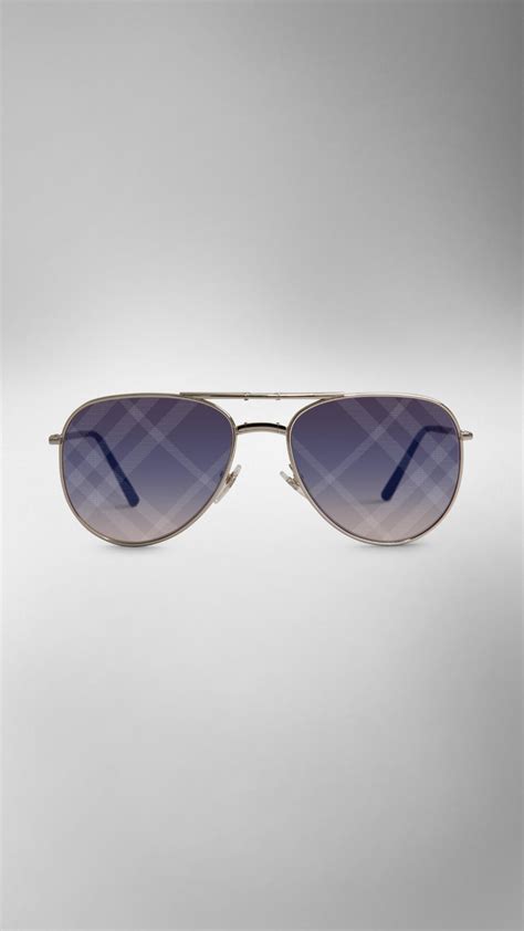 Burberry Foldable Aviator Sunglasses With Check Lenses In Black For Men Lyst