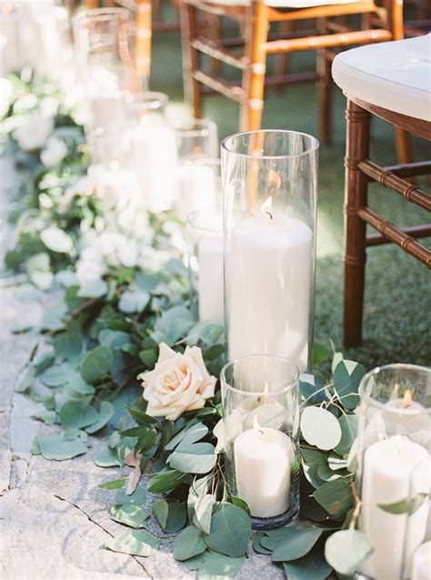 Candles And Greenery Down The Aisle In 2020 Plum Wedding Wedding