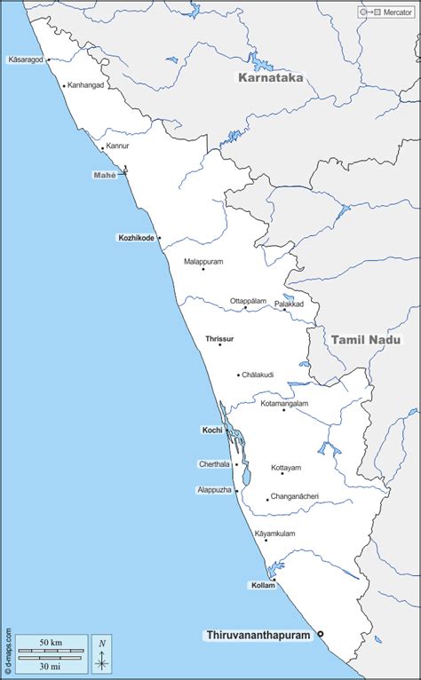 Kerala Outline Maps With Districts Kerala Free Maps Free Blank Maps Images