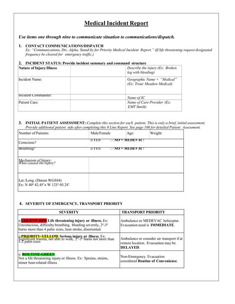 The Medical Incident Report Form Is Shown