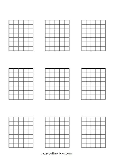 Printable Blank Guitar Neck Diagrams Chord And Scale Charts Basic Guitar Notes Bass Guitar
