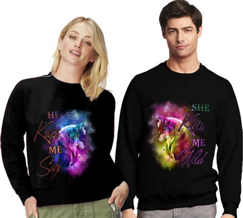 He Keeps Me Safe She Keeps Me Wild Matching Couple Wolves Nl Buy T Shirt Designs