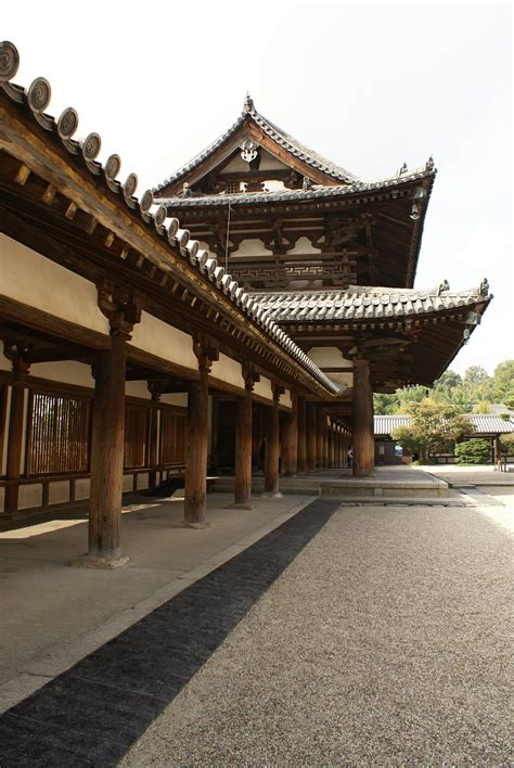 Horyu Ji Temple Illustrates The Sacred Courtyard Delineated By Gravel