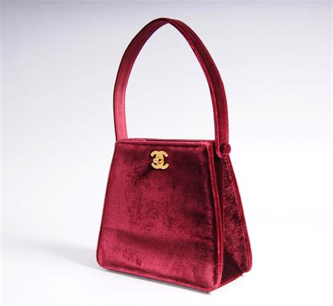 Chanel Red Burgundy Velvet Evening Bag At 1stdibs