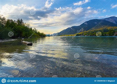 Beautiful Landscape With Lake Mountains Forest Clouds