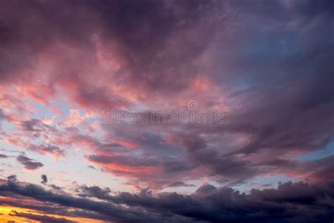Beautiful Sunset Sky With Thunderstorm Clouds Stock Photo Image Of