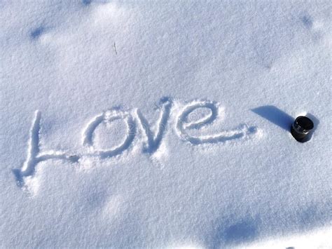 Word Love Written On Snow During The Sunny Day Thermo Cup In Snow