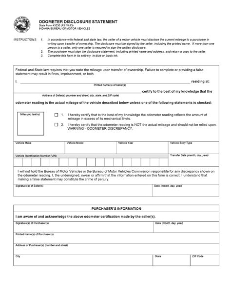 Free Indiana Bill Of Sale Forms Pdf Formspal