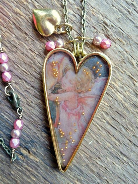 Vintage Flower Fairy Necklace Pink Beaded Necklace Heart Etsy