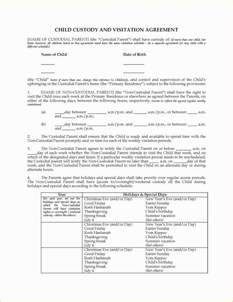 Free Custody Agreement Template Of Parenting Agreement Templates 8 Free