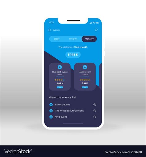 Blue Events Ui Ux Gui Screen For Mobile Apps Vector Image