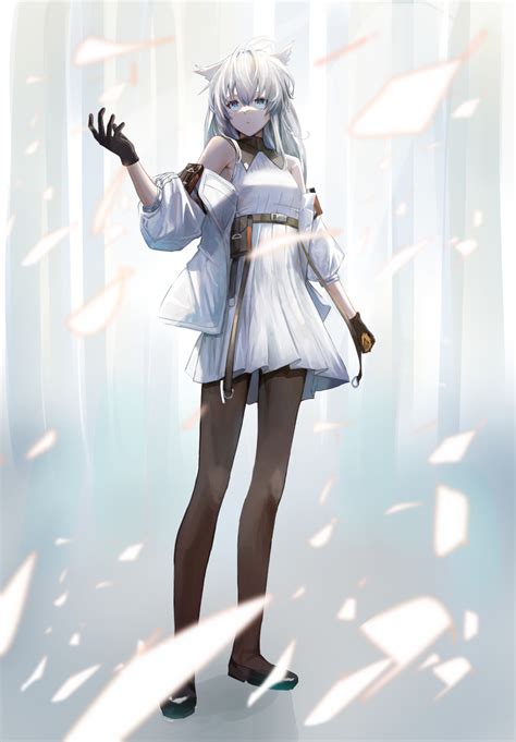 Kaze 22 Arknights Silver Hair Absurdres Character Request Highres 1girl Black Gloves
