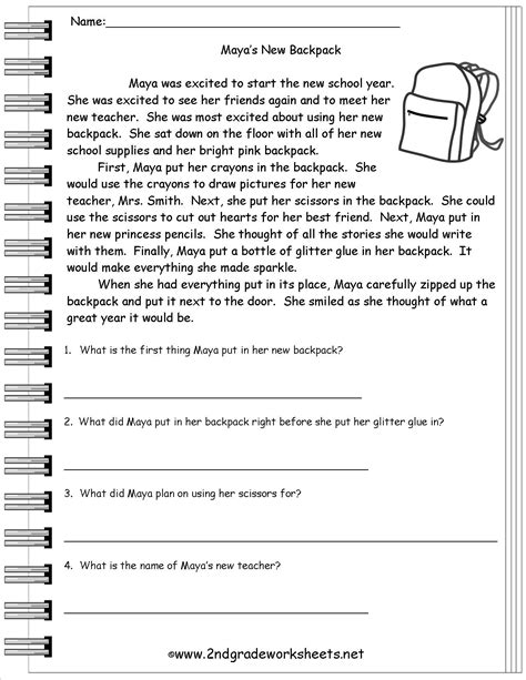 Free Printable Reading Comprehension Worksheets For 3rd Grade