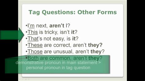 D a he's saying, tag, you're it, tag, tag, you're it. Tag Questions - Lesson 29, Part 2 - English Grammar (no ...