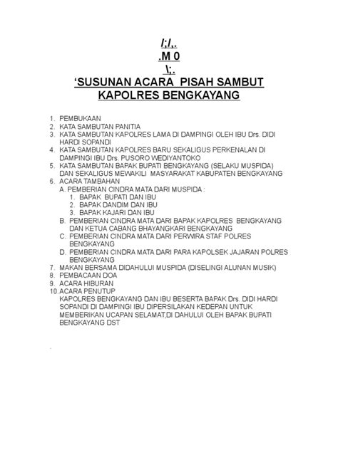 Contoh Susunan Acara Pisah Sambut - filtrujillo.com