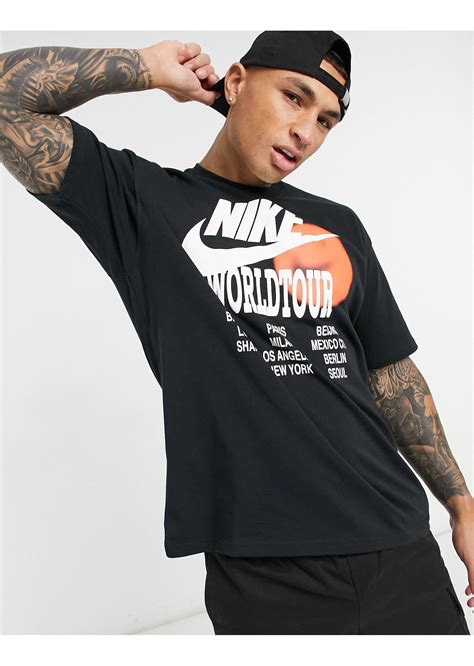Nike World Tour Pack Graphic Oversized T Shirt In Black For Men Lyst