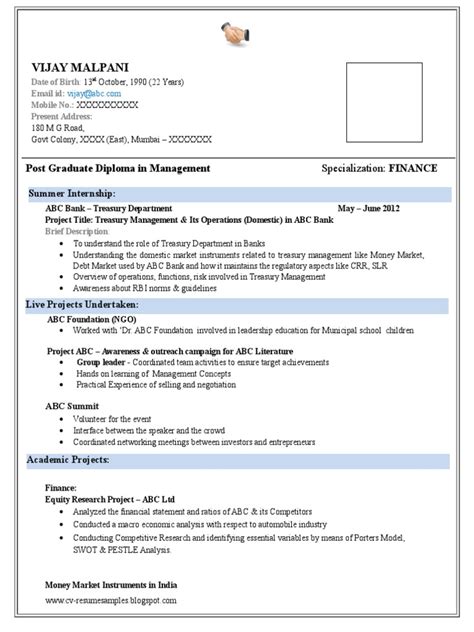 How to create an mba resume that hiring managers love. Resume Format for MBA Finance Fresher.doc | Financial ...