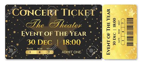 Admission Ticket Template Vector Mockup Concert Ticket Tear Off With