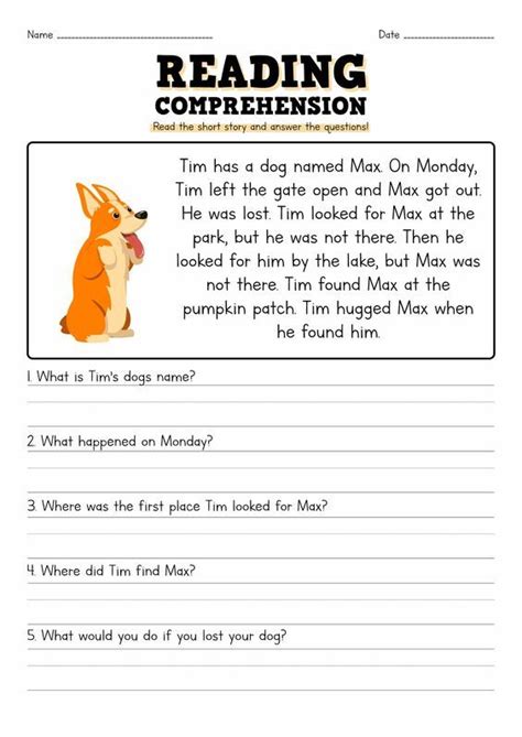 Short Story With Questions 2nd Grade Reading Comprehension 3rd Grade