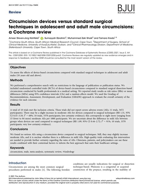Pdf Circumcision Devices Versus Standard Surgical Techniques In Adolescent And Adult Male