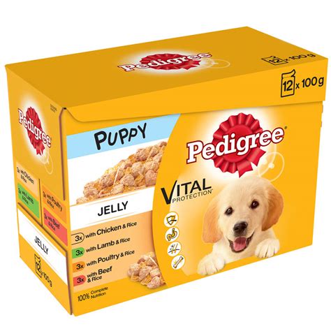 Reduced fat and low calorie diet for less active dogs. Pedigree Puppy Dog Food in Jelly 12 x 100g | Dog Food