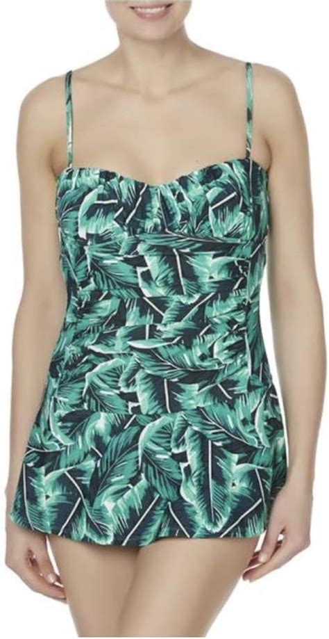 Tropical Escape Womens Skirted Swimsuit Leaf At Amazon Womens