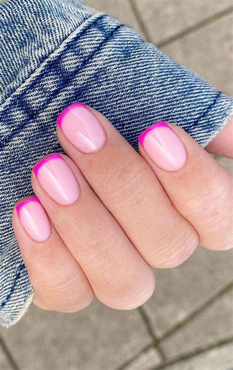 Neon Pink French Manicure