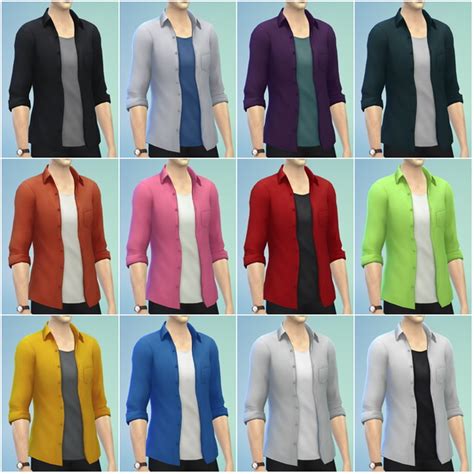 Open Shirt Edit In 12 Solid Colors At Rusty Nail Sims 4 Updates