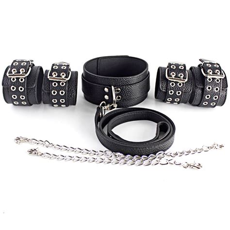 Sodandy Handcuffs And Ankle Shackles Slave Collar With Metal Chain