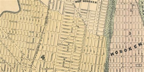 Old Map Of Jersey City And Hoboken Hudson County 1882 Vintage Map Wall