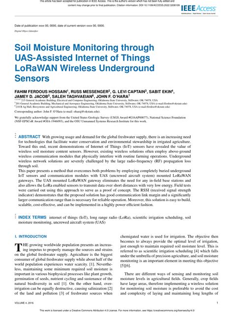 Pdf Soil Moisture Monitoring Through Uas Assisted Internet Of Things
