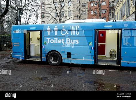 Toilet Bus In A Public City Park In Milan Stock Photo Alamy
