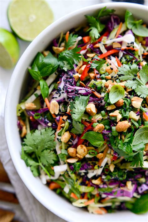 Asian Cabbage Slaw With Basil Ginger Dressing Simply Scratch