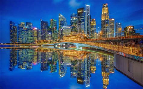 Download Wallpapers 4k Singapore Skyscrapers Skyline Cityscapes