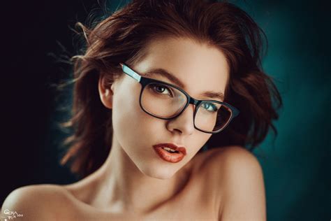 Model Redhead Red Lipstick Glasses Open Mouth Georgiy Chernyadyev Women Face Portrait
