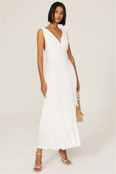 White Pleated Midi Dress By Tome Collective For 69 Rent The Runway