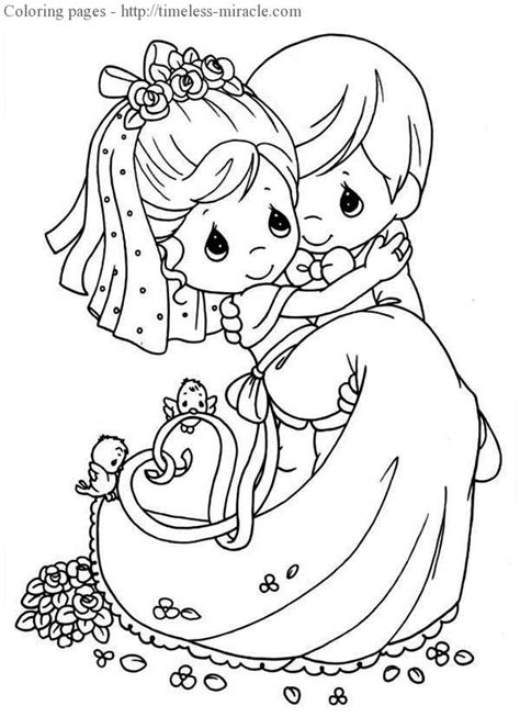 Bride and groom from preciousmoments. Precious moments wedding coloring pages - timeless-miracle.com