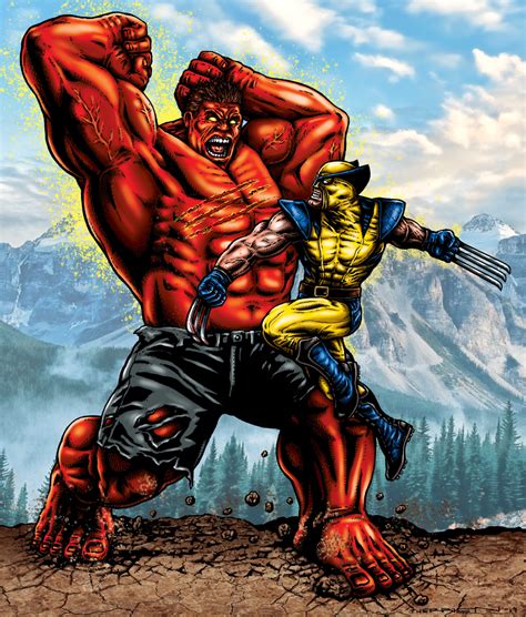 Artstation Red Hulk Vs Wolverine Ray Therrien Red Hulk Wolverine