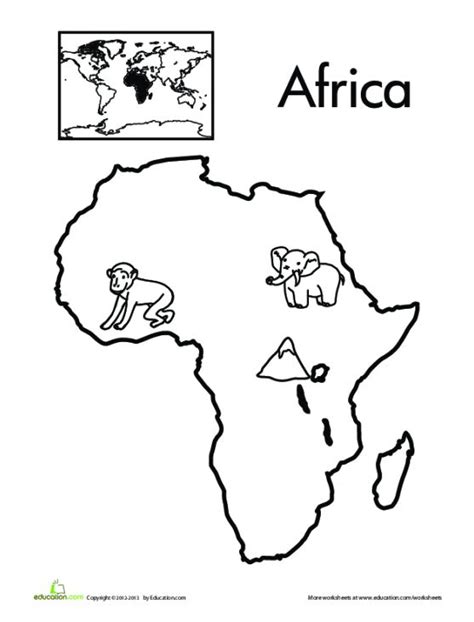 7 Continents Cut Outs Printables Sketch Coloring Page Images