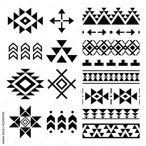 Navajo Print Aztec Pattern Tribal Design Elements Stock Vector