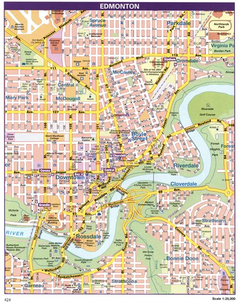 Edmonton Canada City Mapedmonton Downtown Map With Tourist Attractions