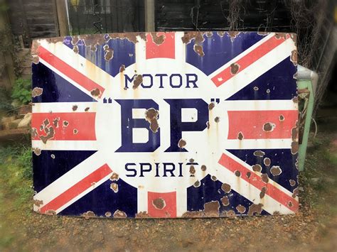 Huge 1920s Enamel Bp Motor Spirit Sign The Old Collectors Garage