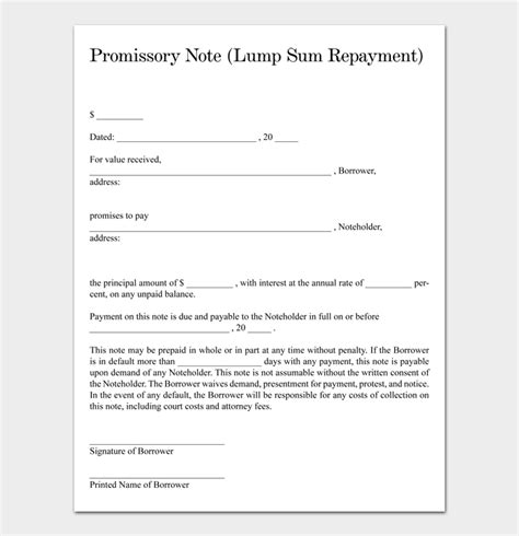 Promissory Note Template Free For Word Pdf