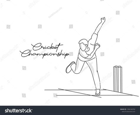 Bowler Bowling In Cricket Championship Sports Line Art Design Vector