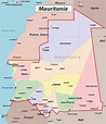 Detailed political and administrative map of Mauritania with roads and ...