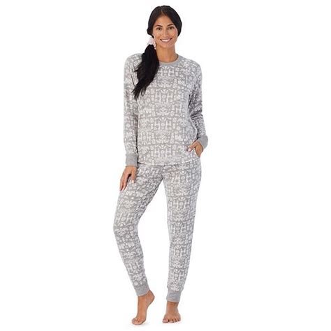 Womens Cuddl Duds 3 Pc Knit Long Sleeve Pajama Top Banded Bottom Pajama Pants And Scrunchie Set
